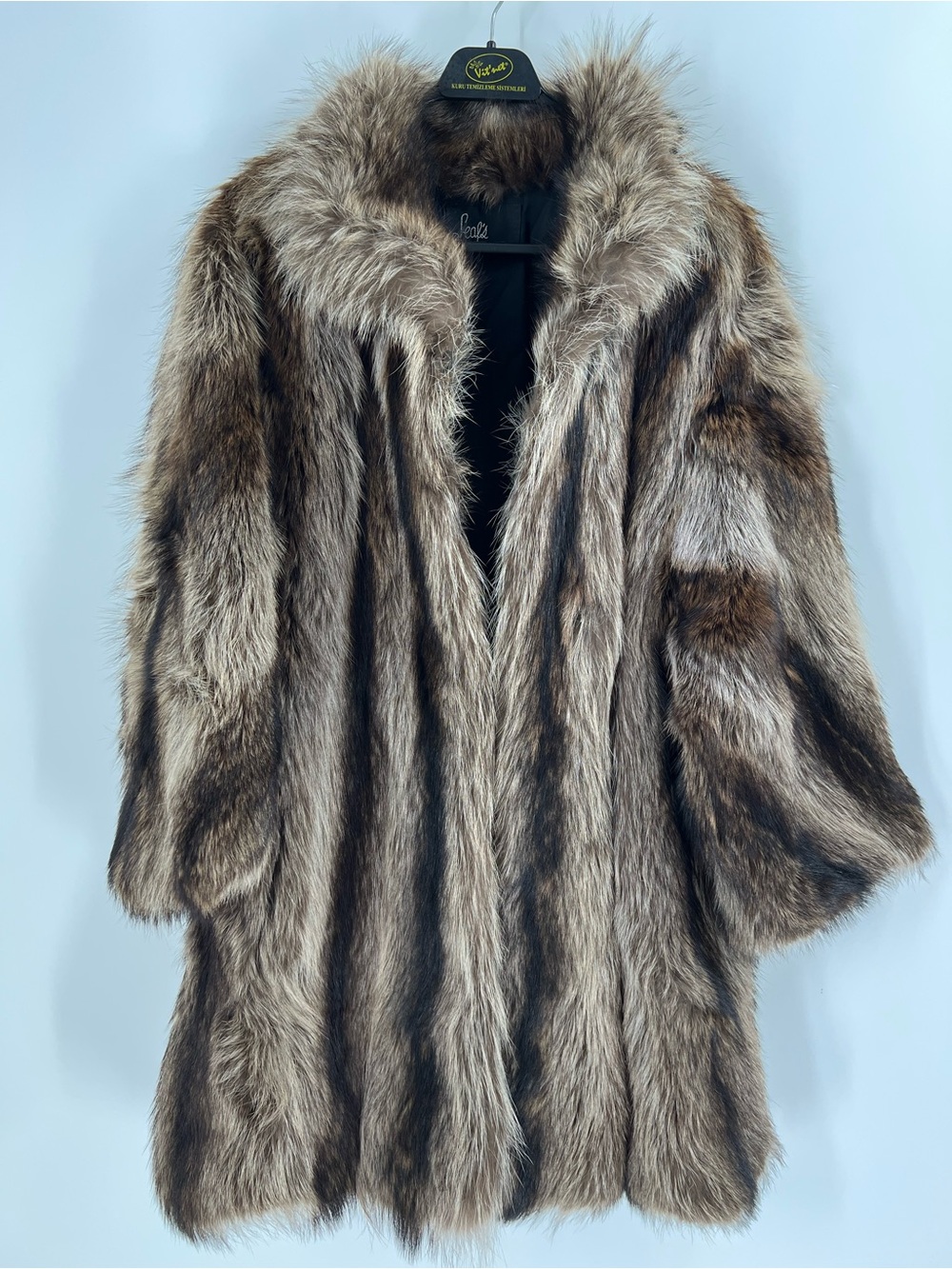 Leah’s New Rochelle Genuine Fur Coat Brown Gray Full Length Long Sleeve Vintage - Picture 1 of 10